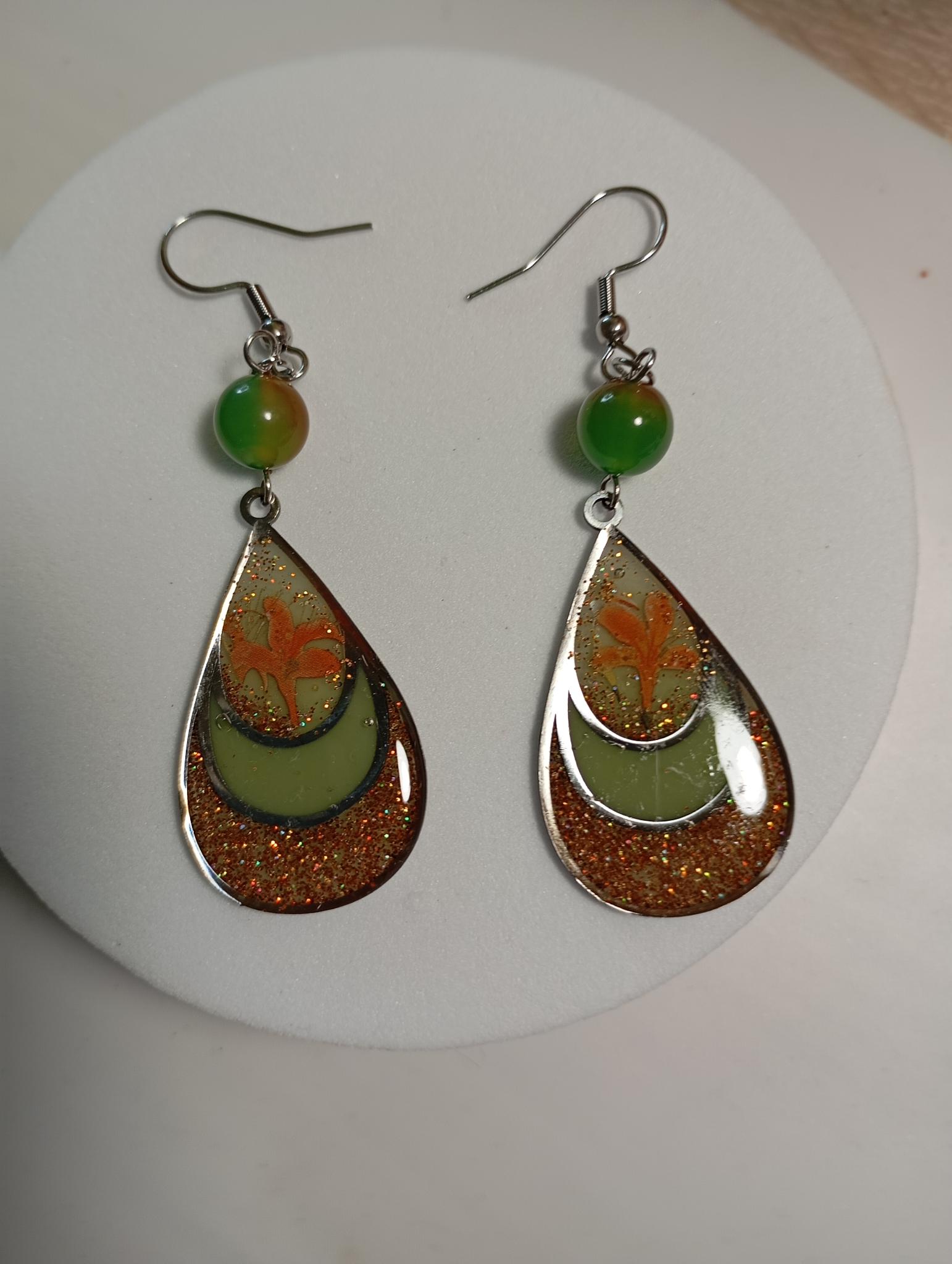 Parure bijoux pendentif et boucles d'oreilles