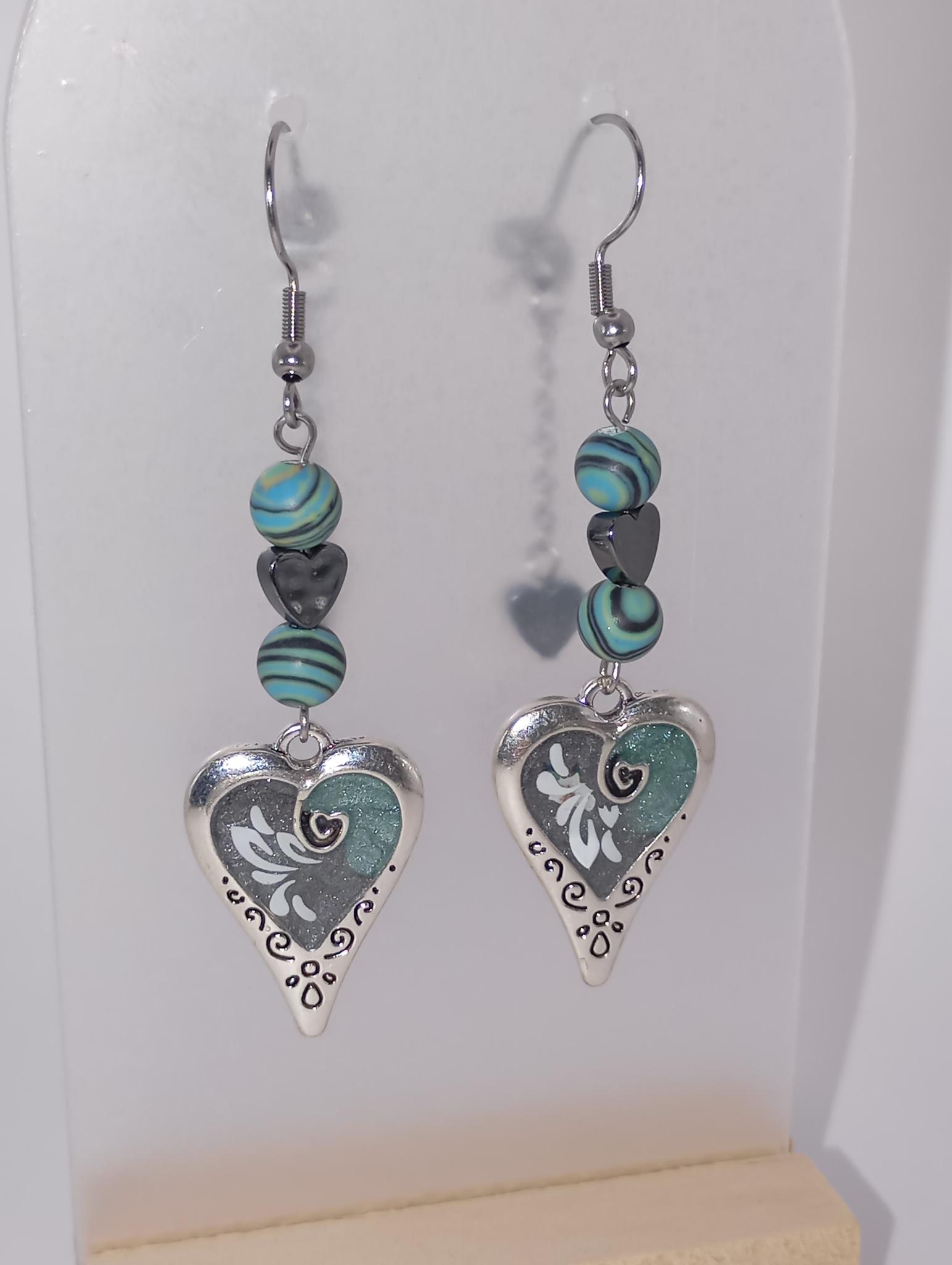 Boucles d'oreilles cœur argenté