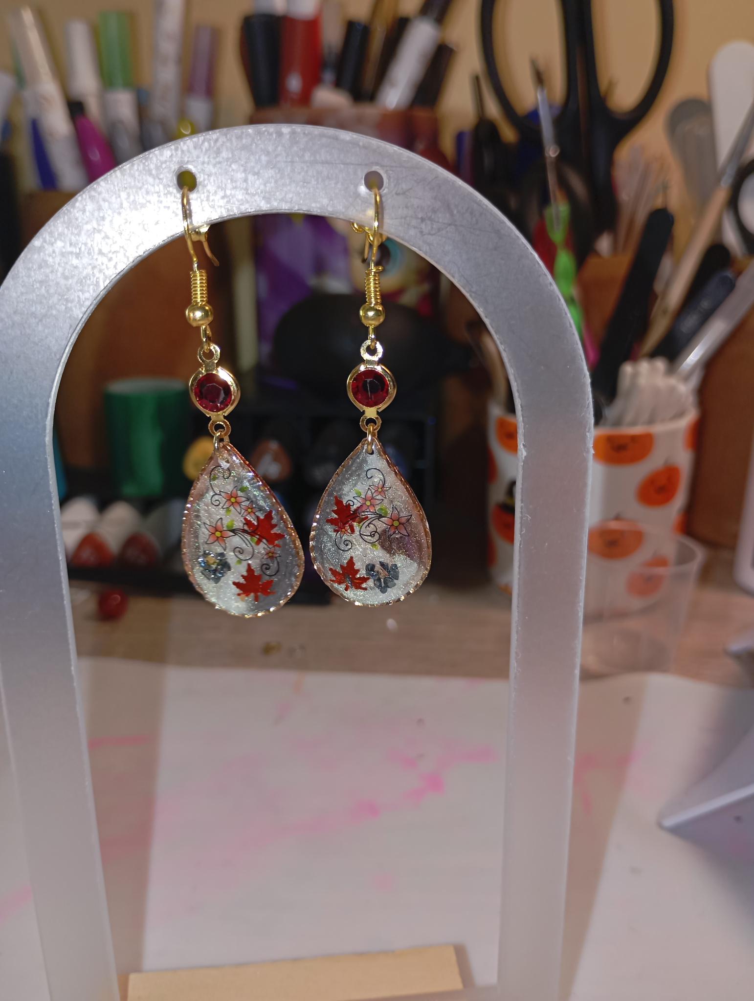 Boucles d'oreilles goutte automnale