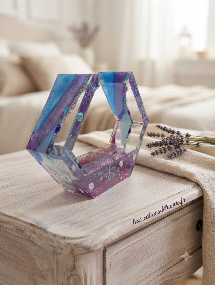Brûleur de fondant ou d'huile essentiel hexagonal en résine