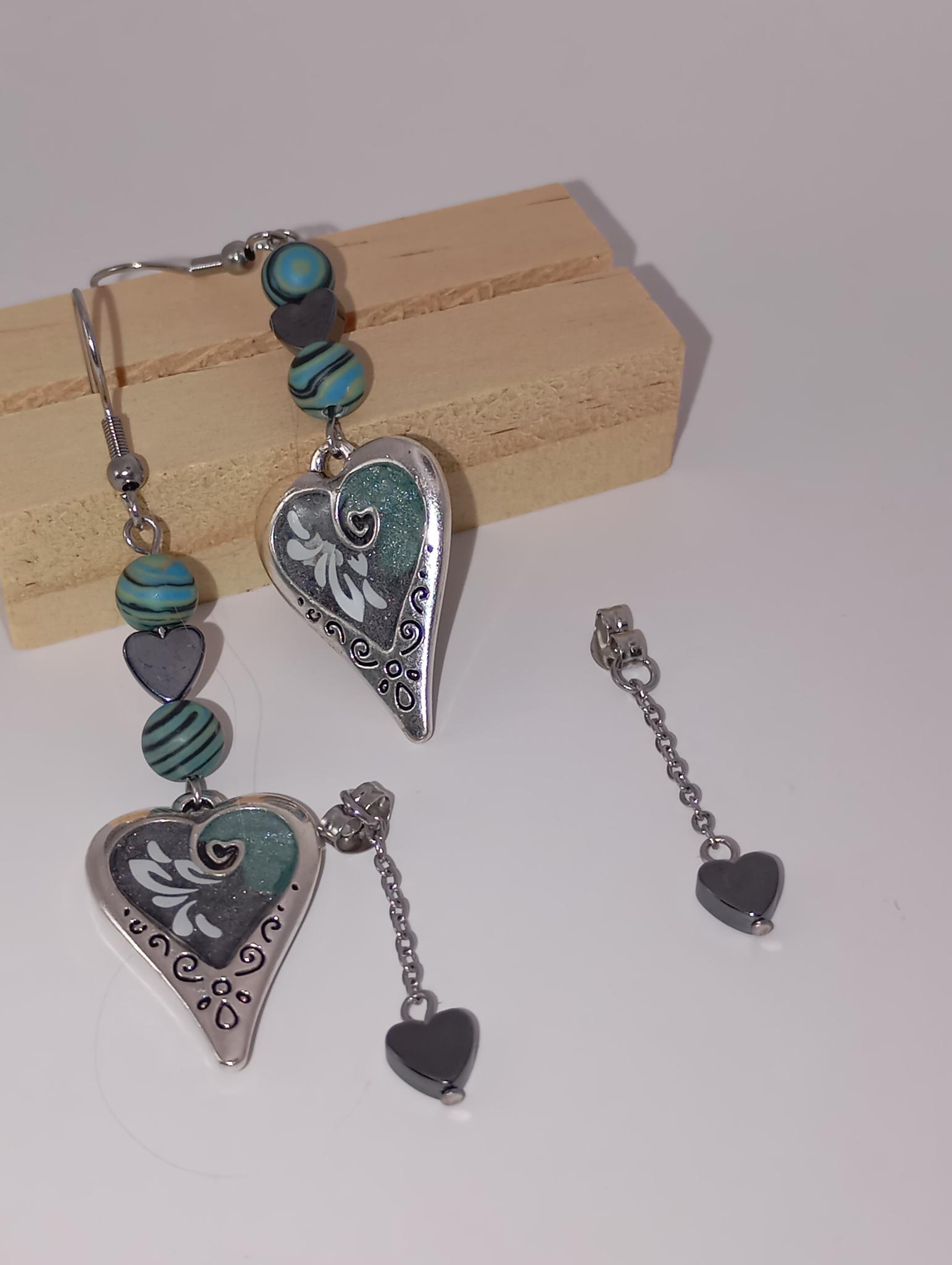 Boucles d'oreilles cœur argenté