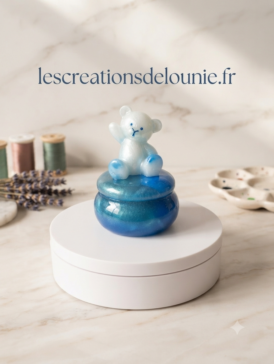 Boîte à bijoux boite à dents  ourson bleu