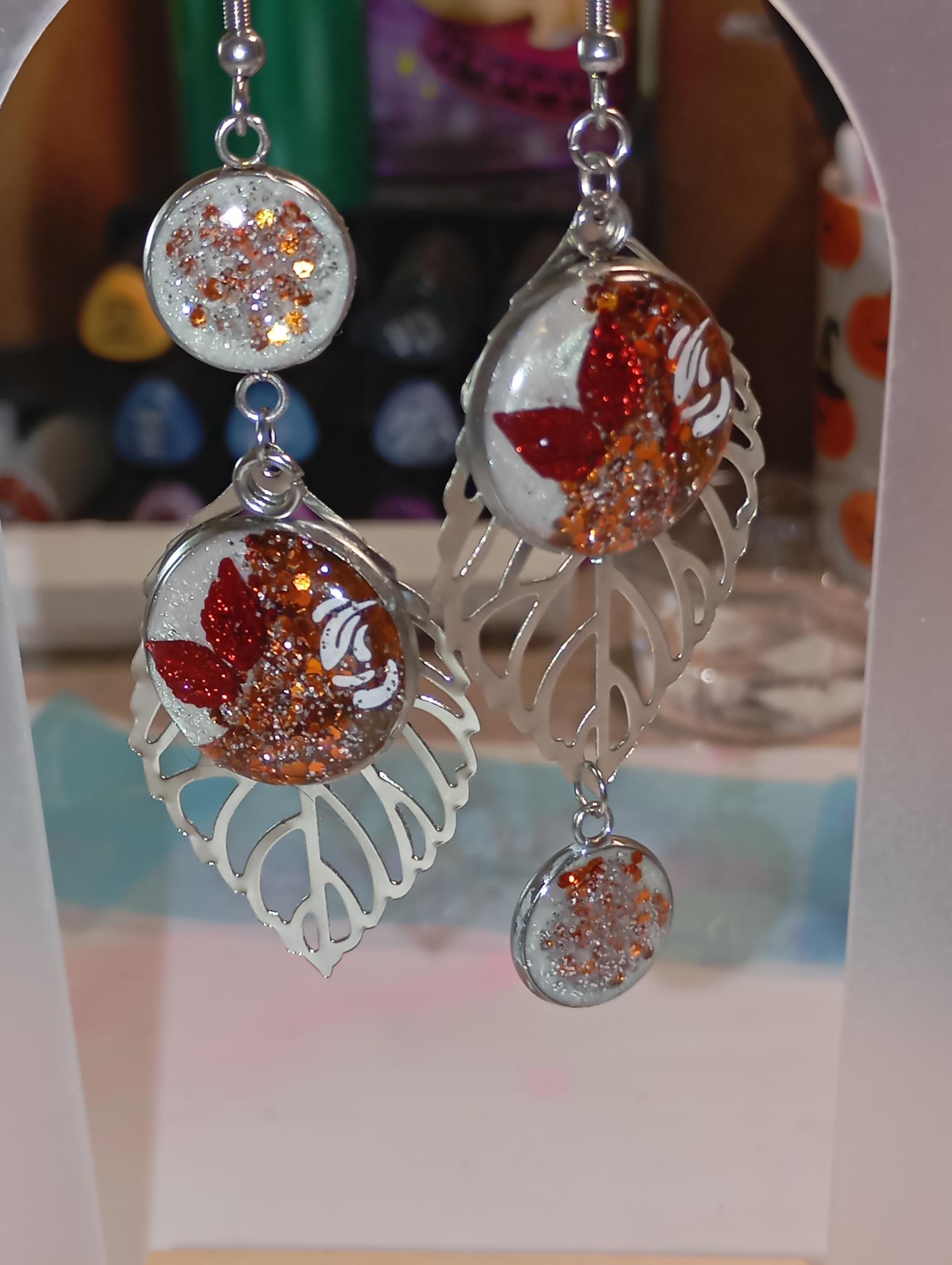 Boucles d’oreilles feuille argentée