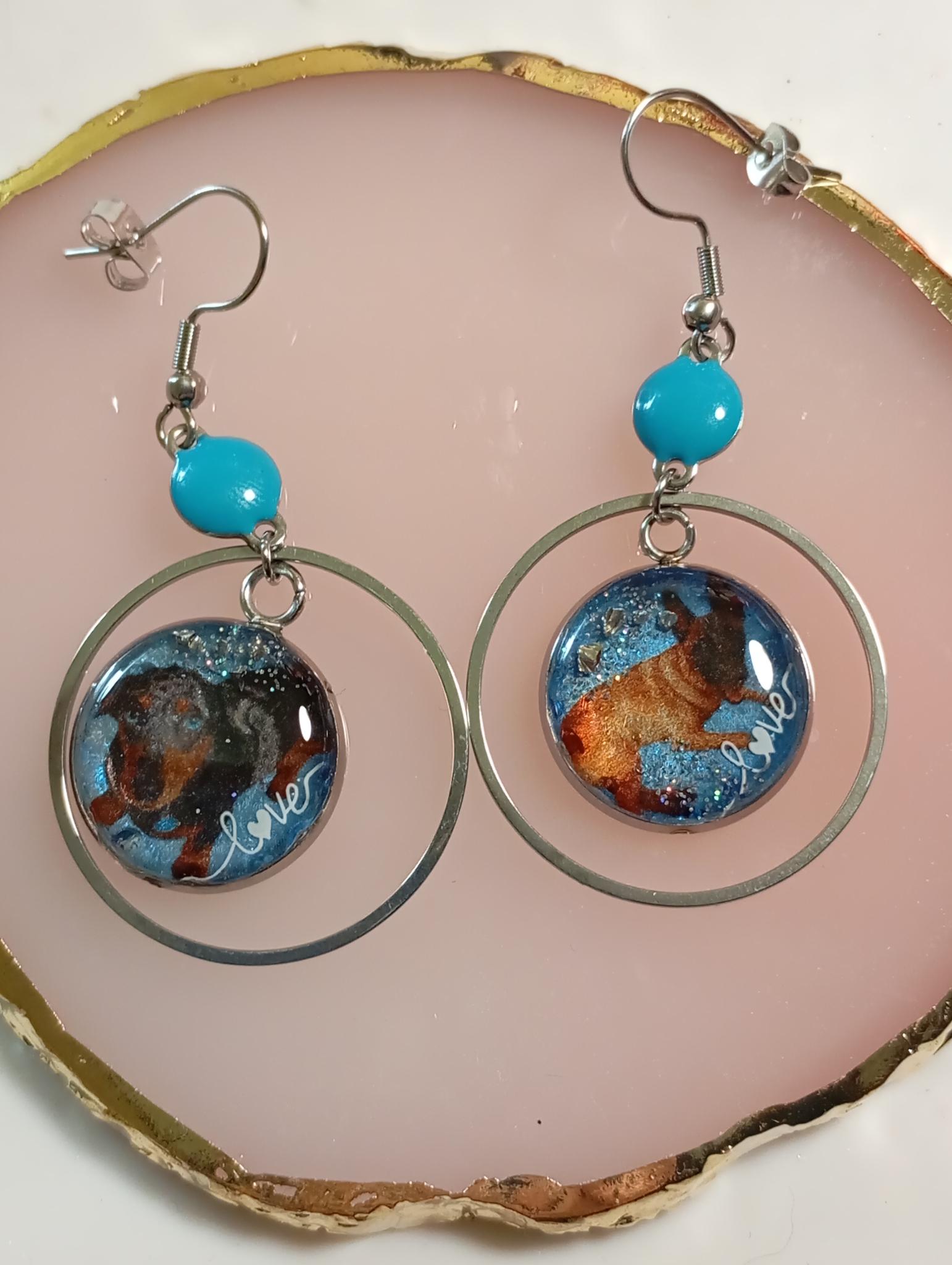 Boucles d'oreilles artistiques pour Mme Carole Sardou 