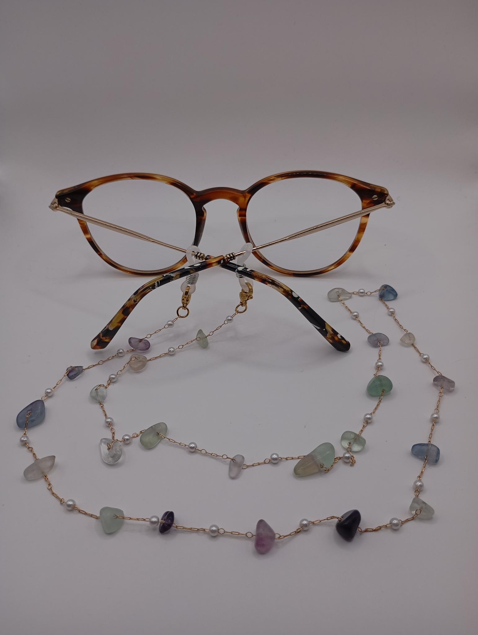 Chaîne de lunettes en pierres nen verre  chips