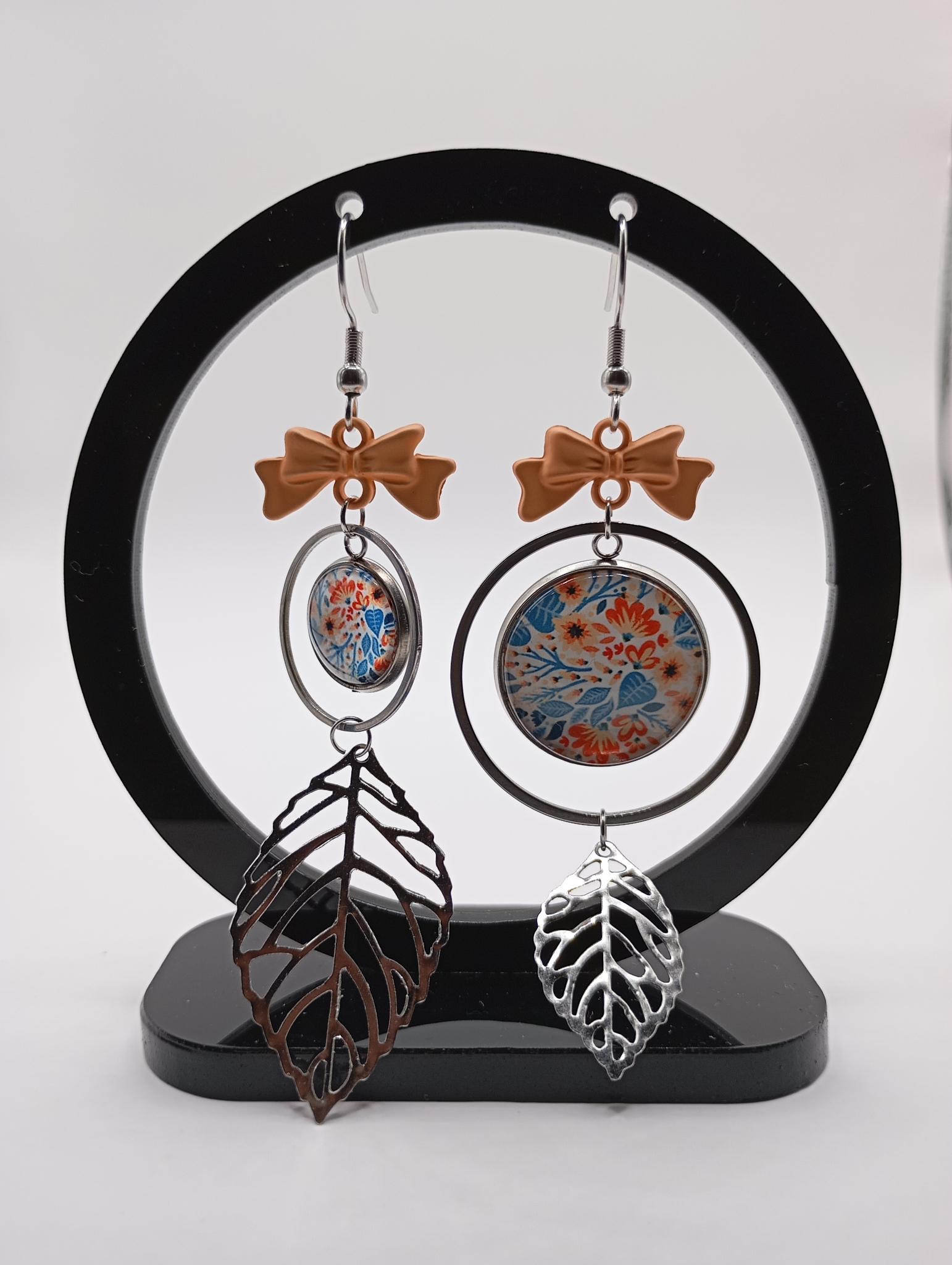 Boucles d'oreilles feuilles artistiques