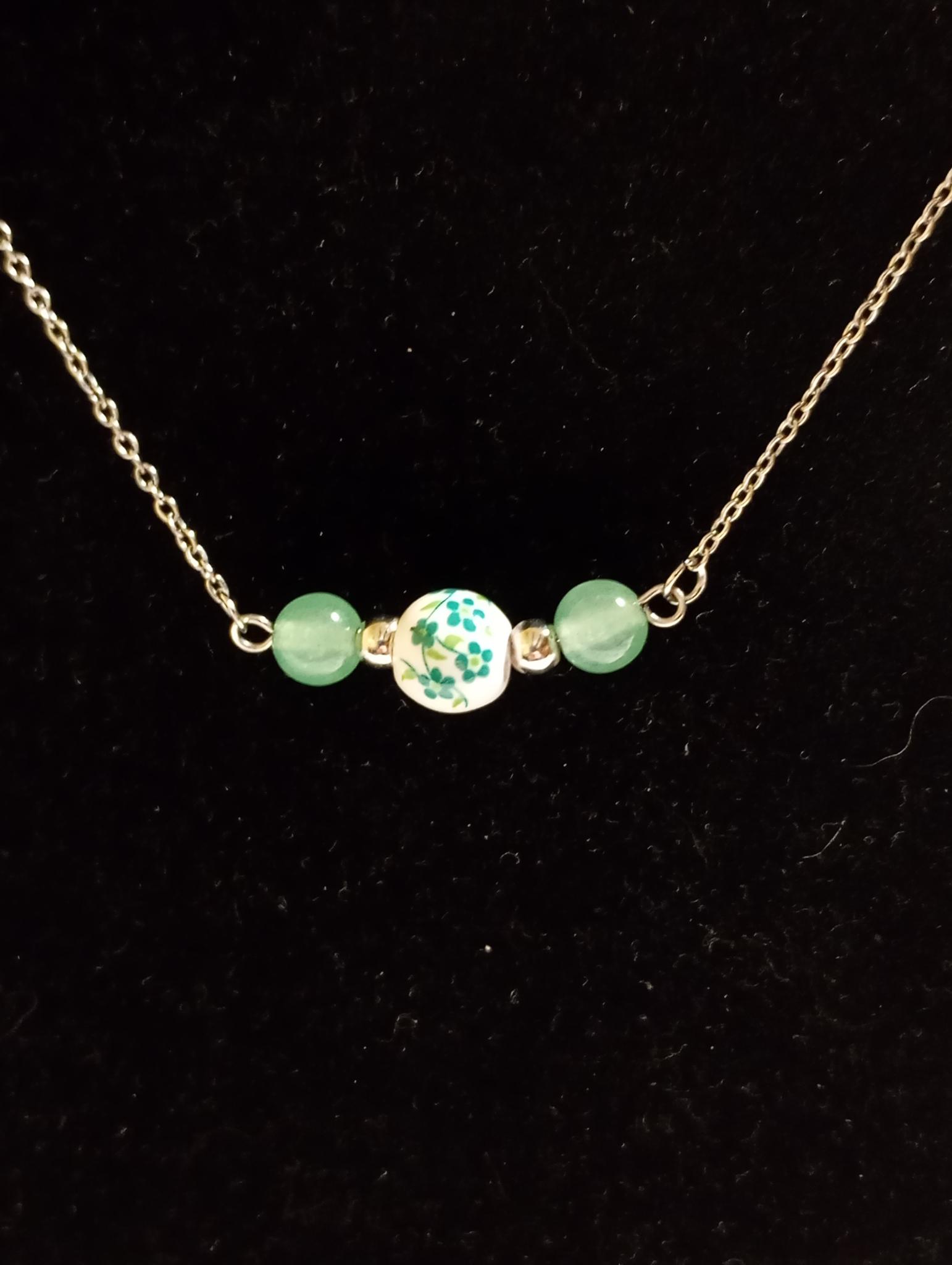 Parure Collier + bracelet délicat en perles Naturelles Aventurine