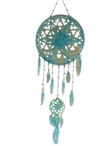 Attrape-rêves turquoise en résine 