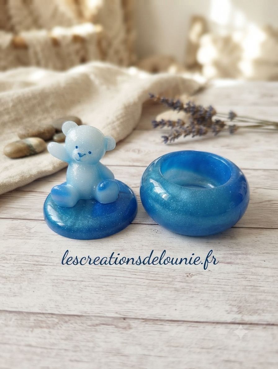 Boîte à bijoux boite à dents  ourson bleu