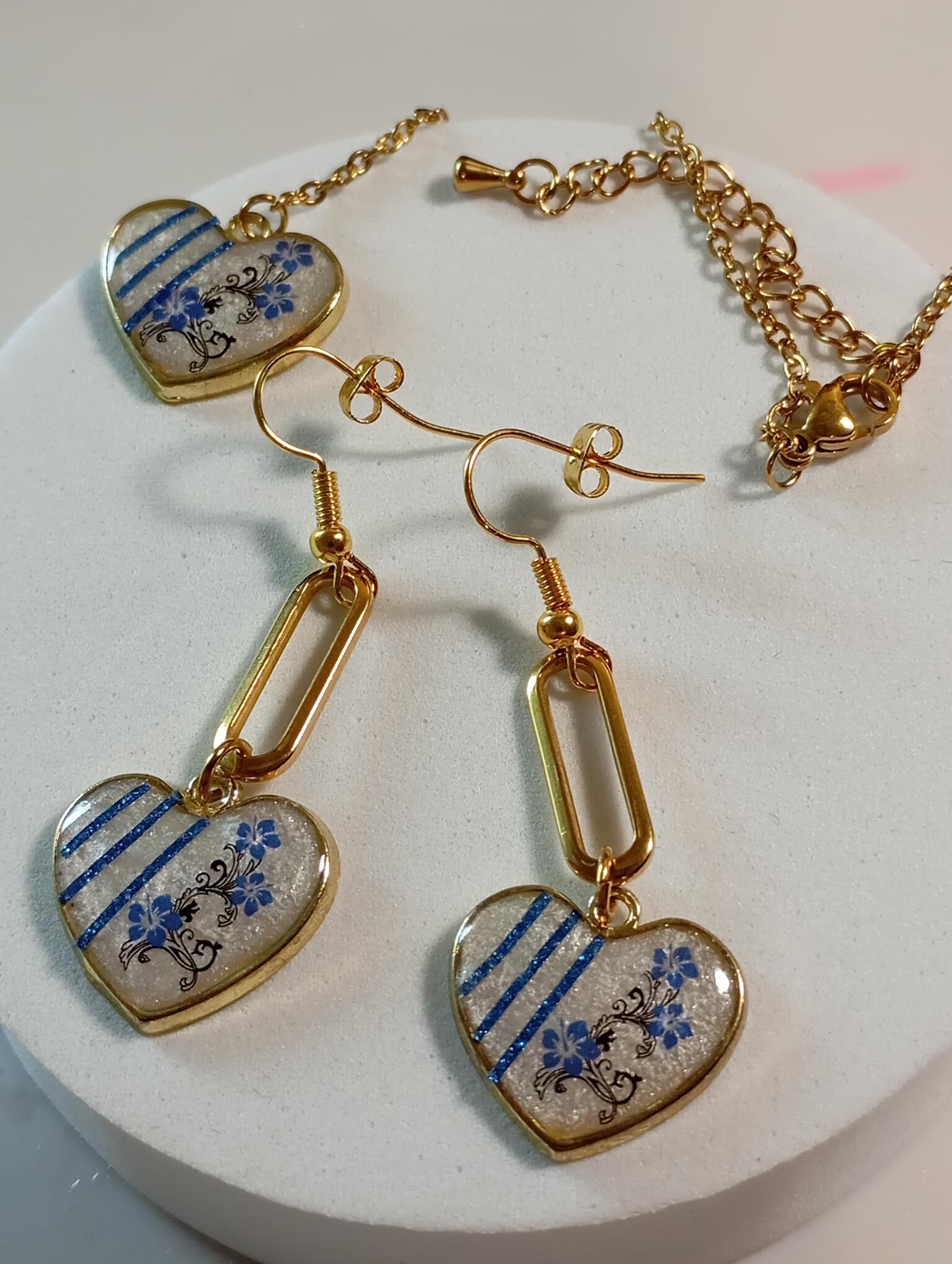 Ensemble de bijoux cœur doré