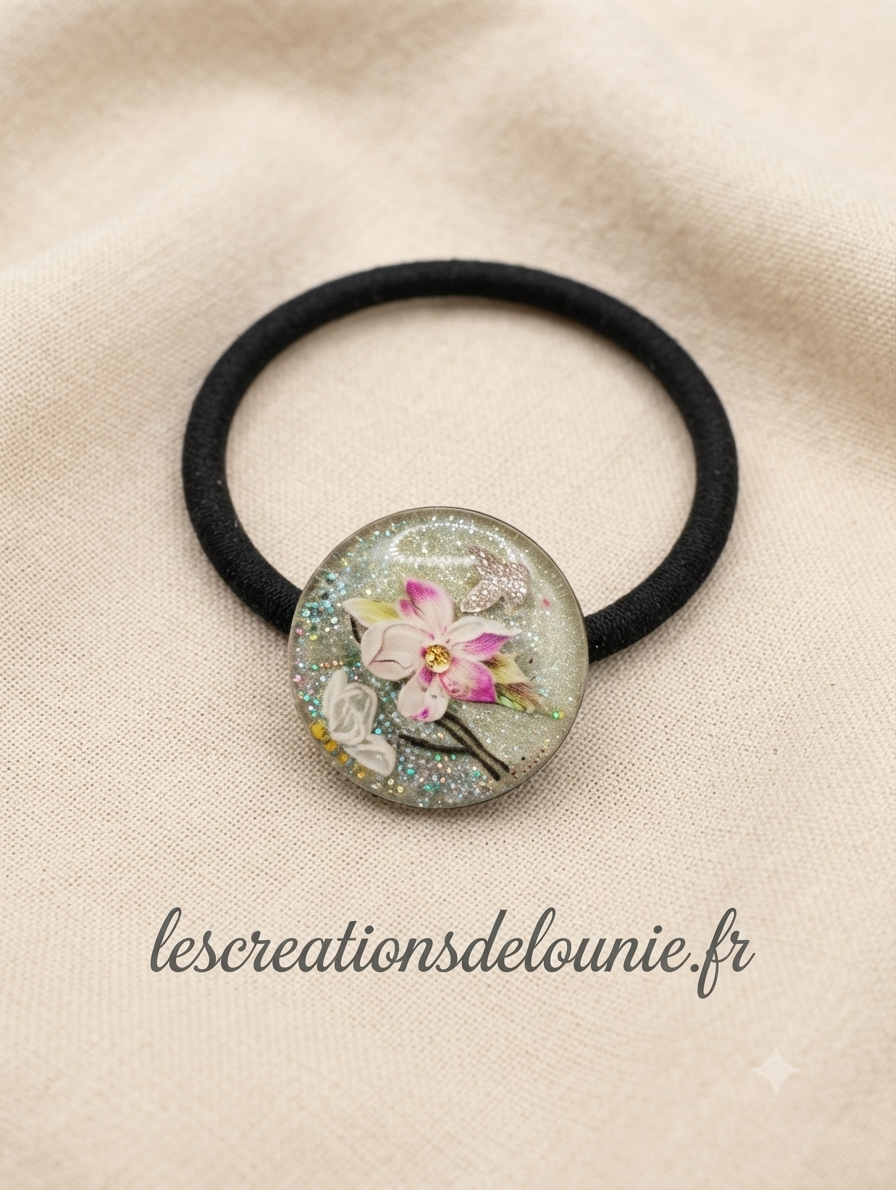Élastique à cheveux avec fleur