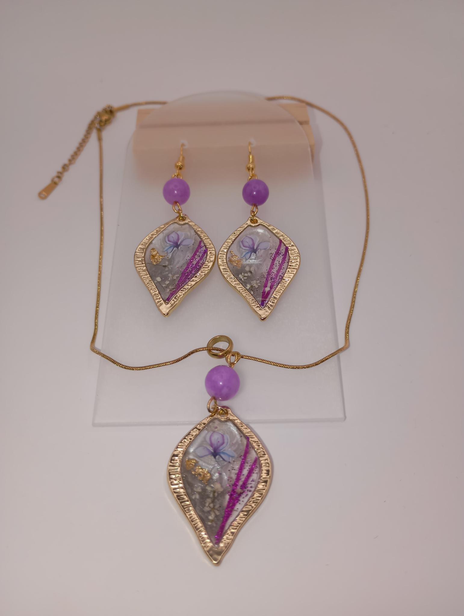 Parure de bijou feuille dorée