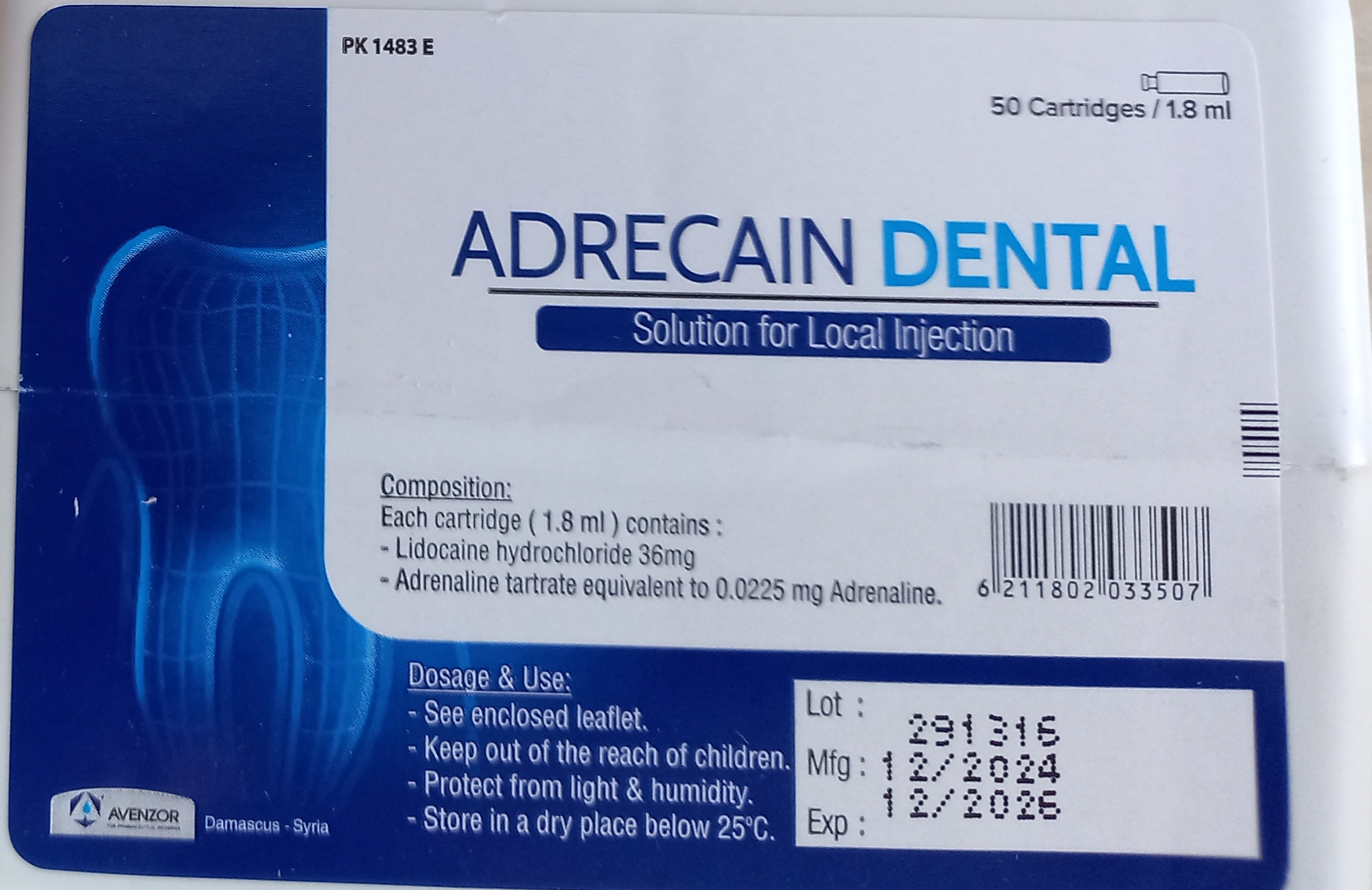 Adrecain Dental Cartridges