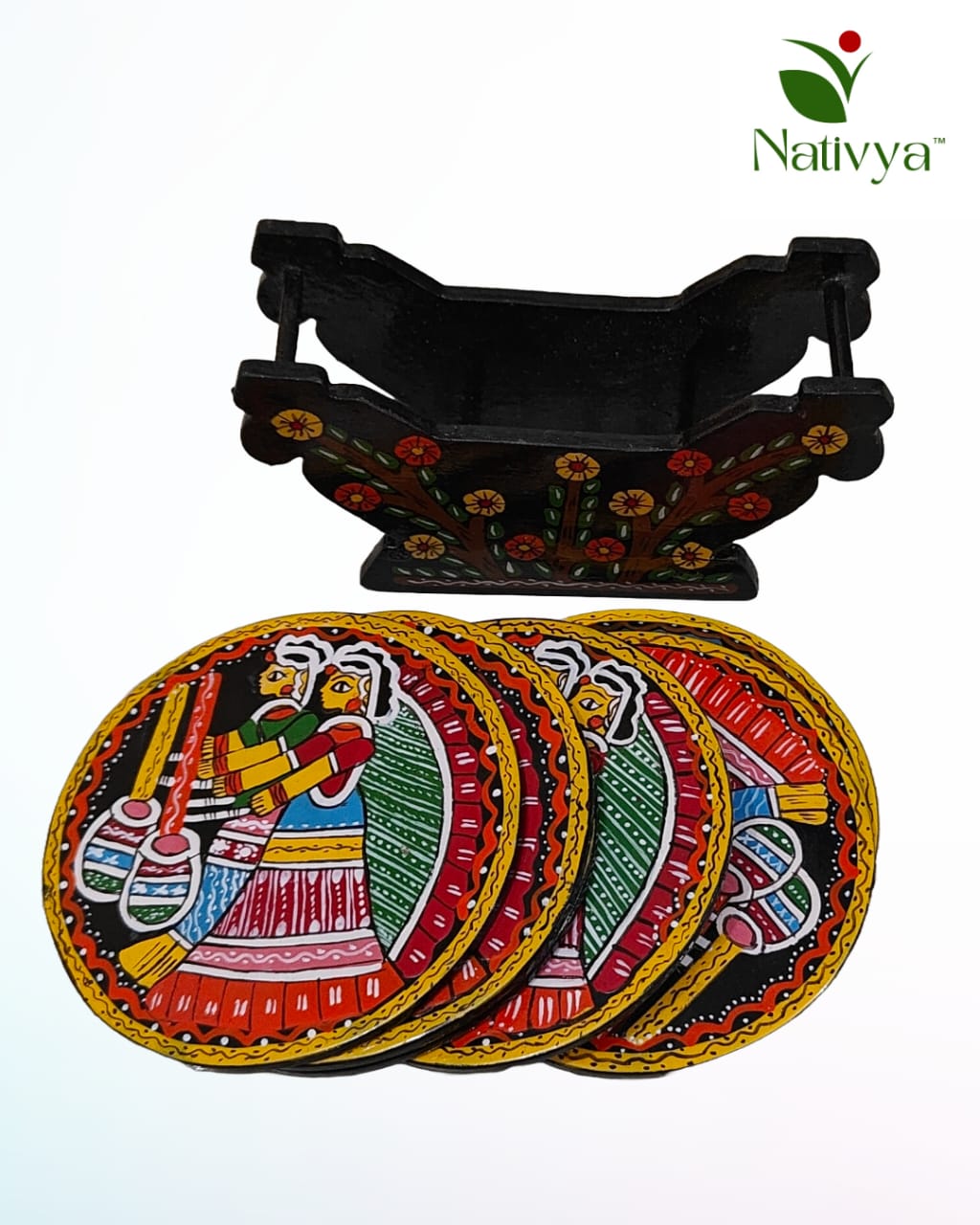 Handcrafted Wooden Coasters Set