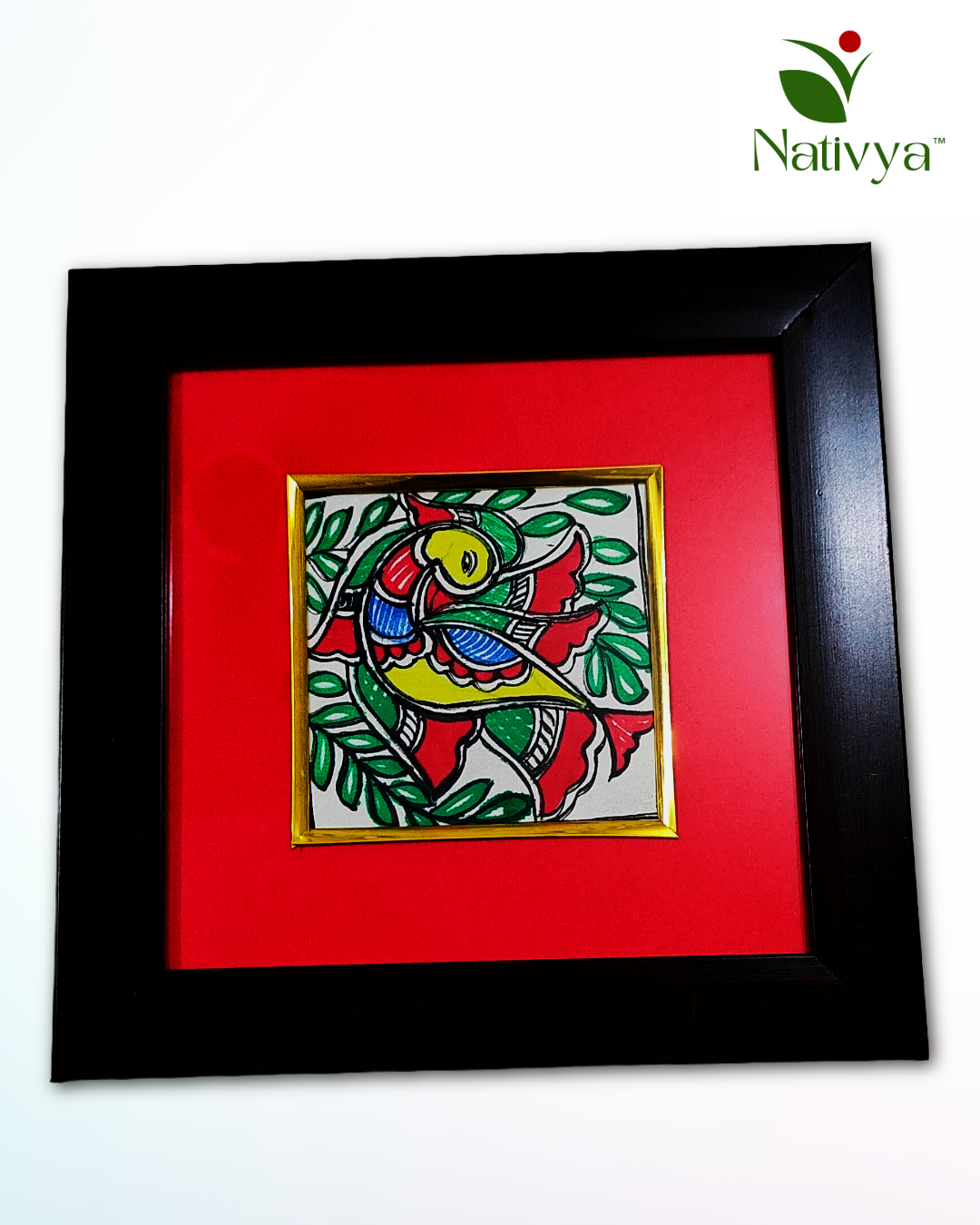 Framed Mithila Bird Art