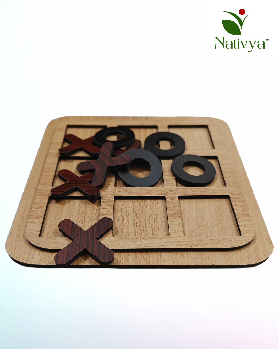 Wooden Tic-Tac-Toe Board