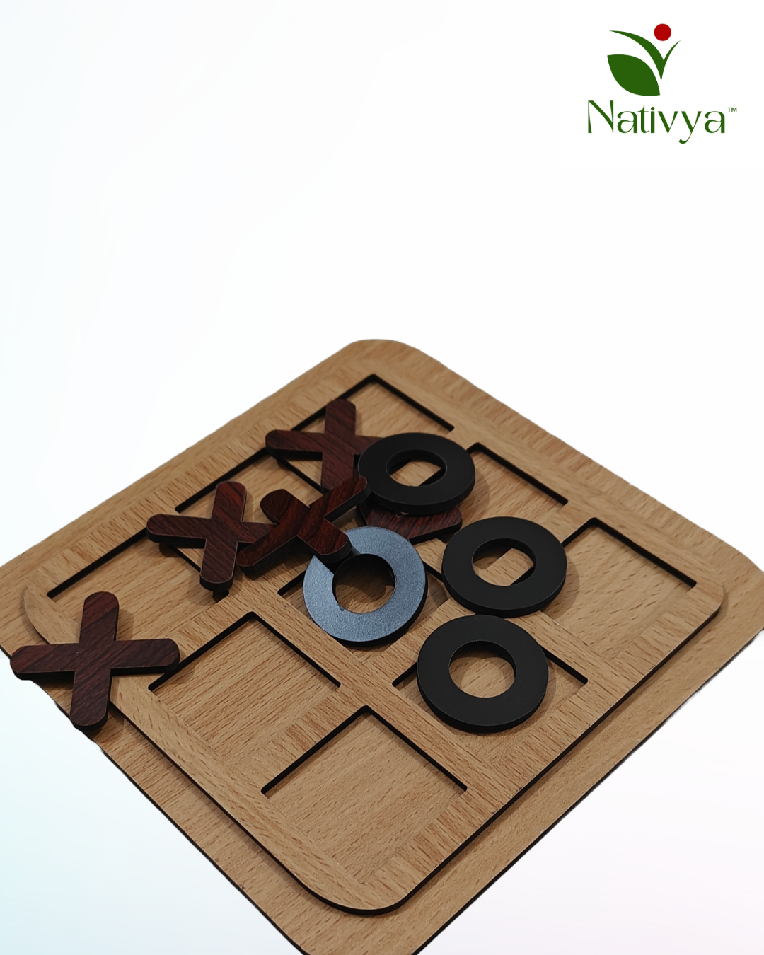 Wooden Tic-Tac-Toe Board