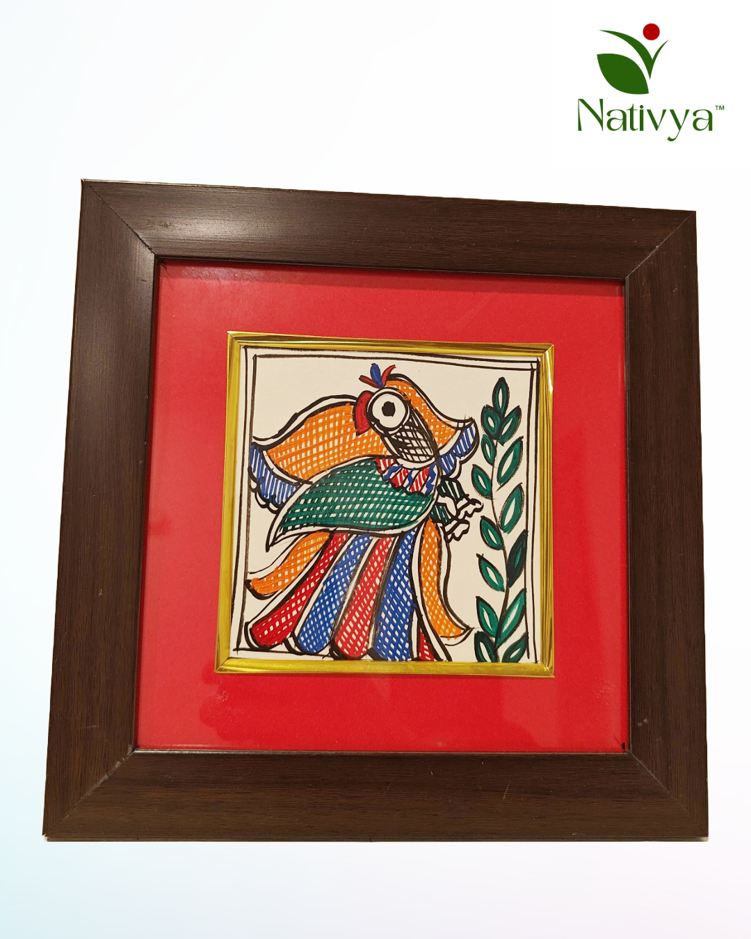 Hand-Painted Parrot Frame