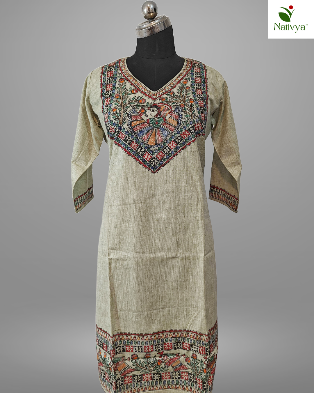 Khadi Madhubani Painted Tunic