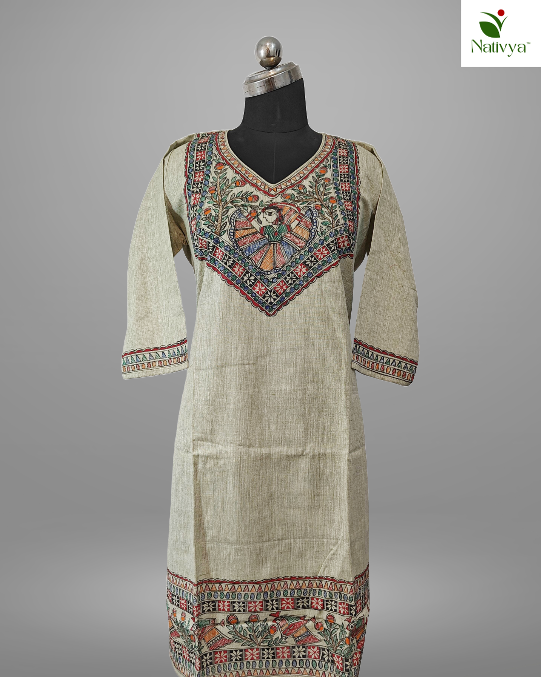 Khadi Madhubani Painted Tunic