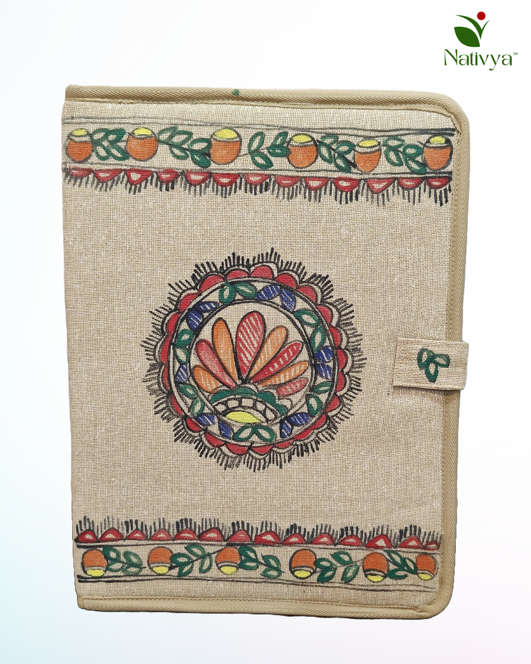 Traditional Hand-Painted Jute Folder