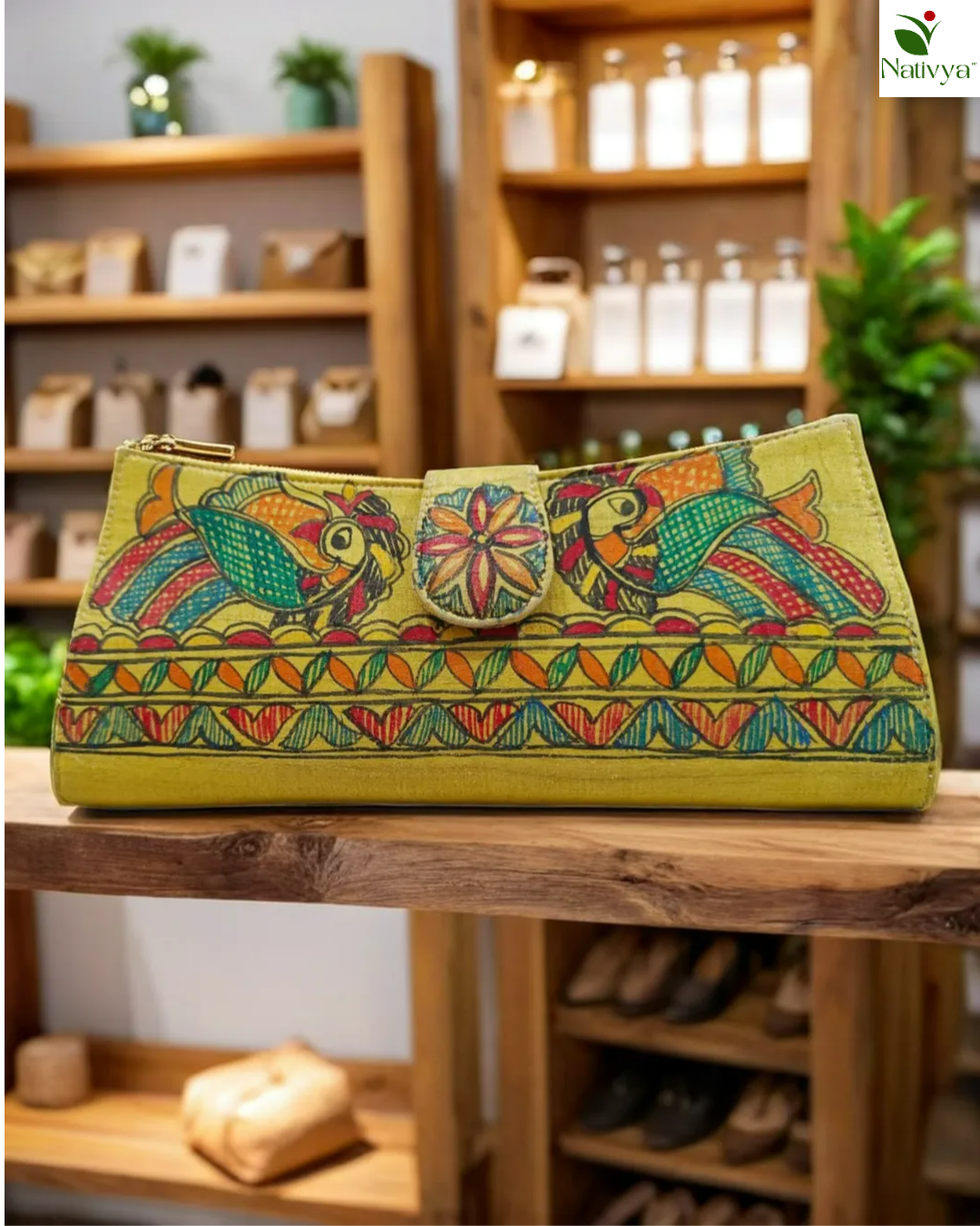 Silk Yellow Clutch bag