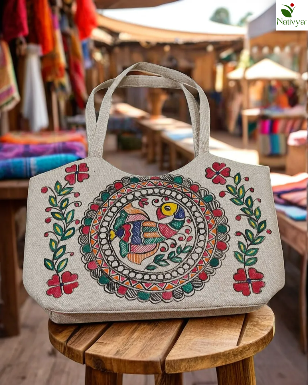 Madhubani Painted Jute Bag