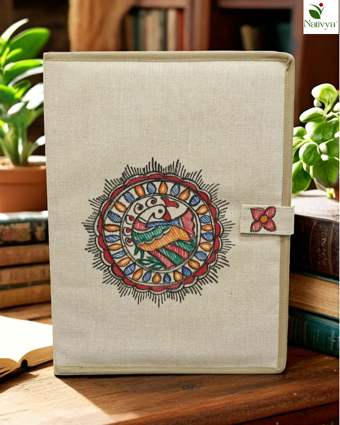Hand-Painted Jute Document Folder