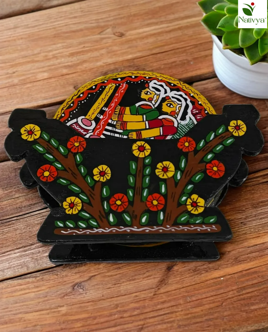 Handcrafted Wooden Coasters Set