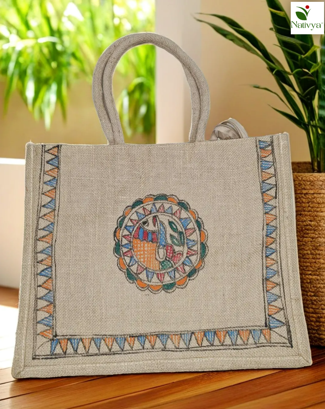 Mithila Painted Jute Carry Bag