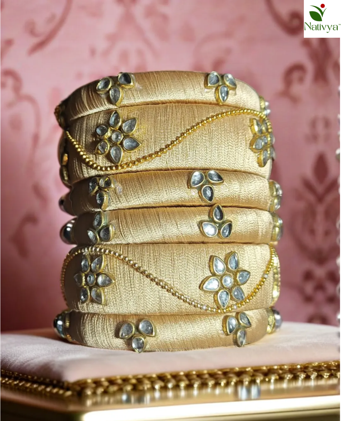 Gold Silk Thread Bangle Set