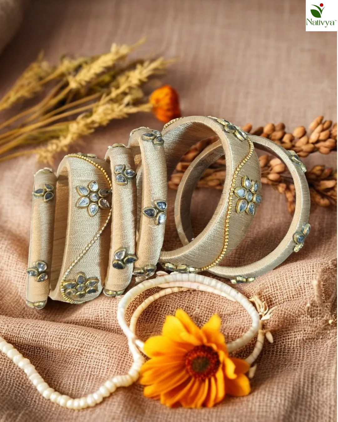 Gold Silk Thread Bangle Set