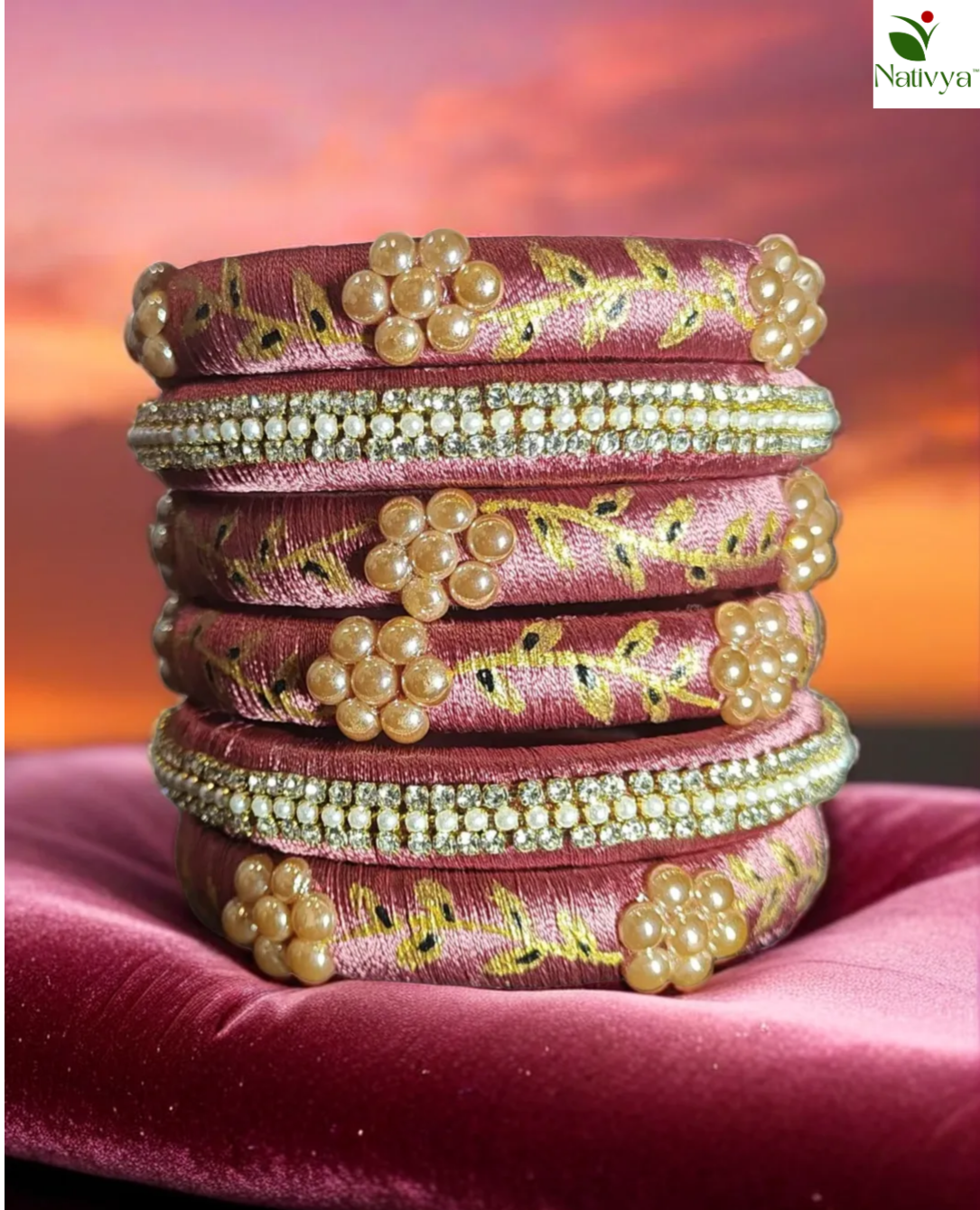 Maroon Silk Thread Bangle Set