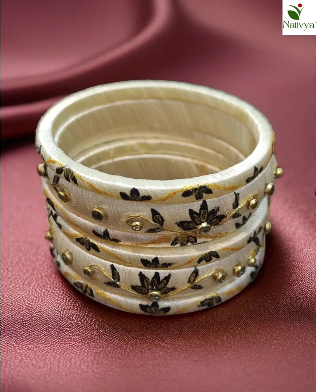 Off-White Silk Thread Bangle Set