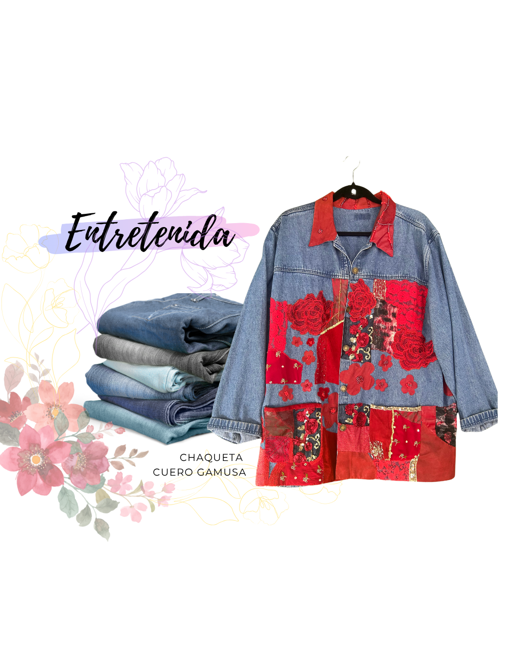 Chaqueta de mezclilla gamuza roja