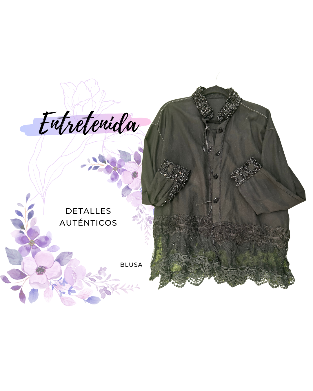 Blusa negra mostacillas