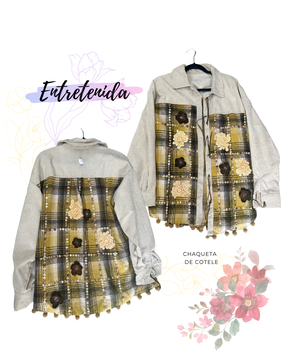 Chaqueta de mezclilla beige y amarillo