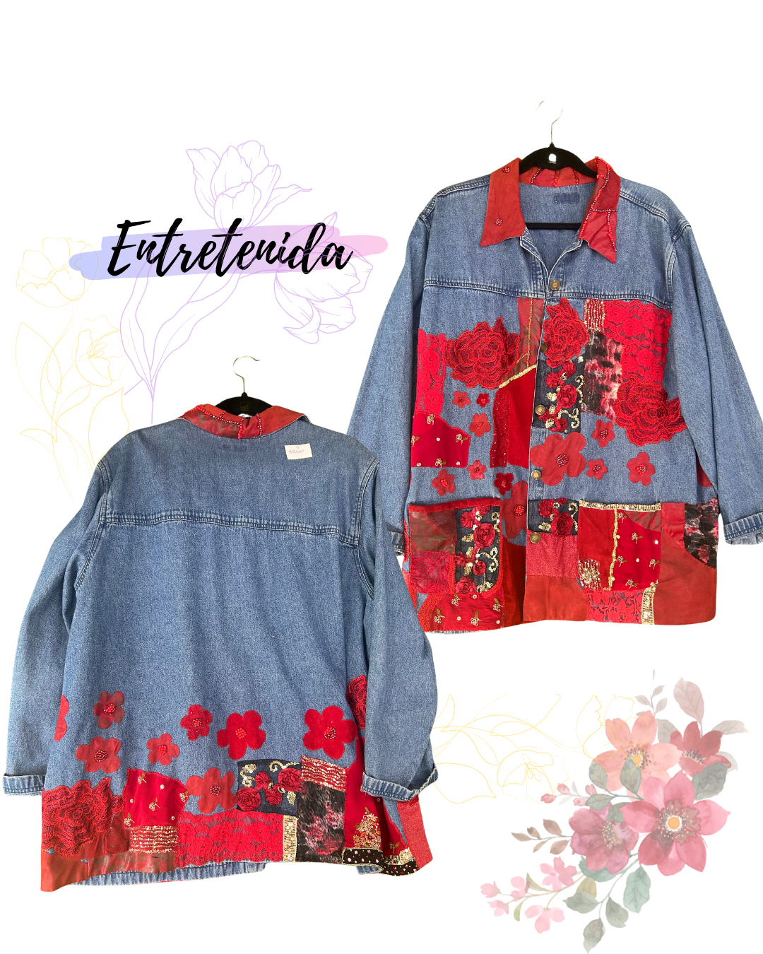 Chaqueta de mezclilla gamuza roja