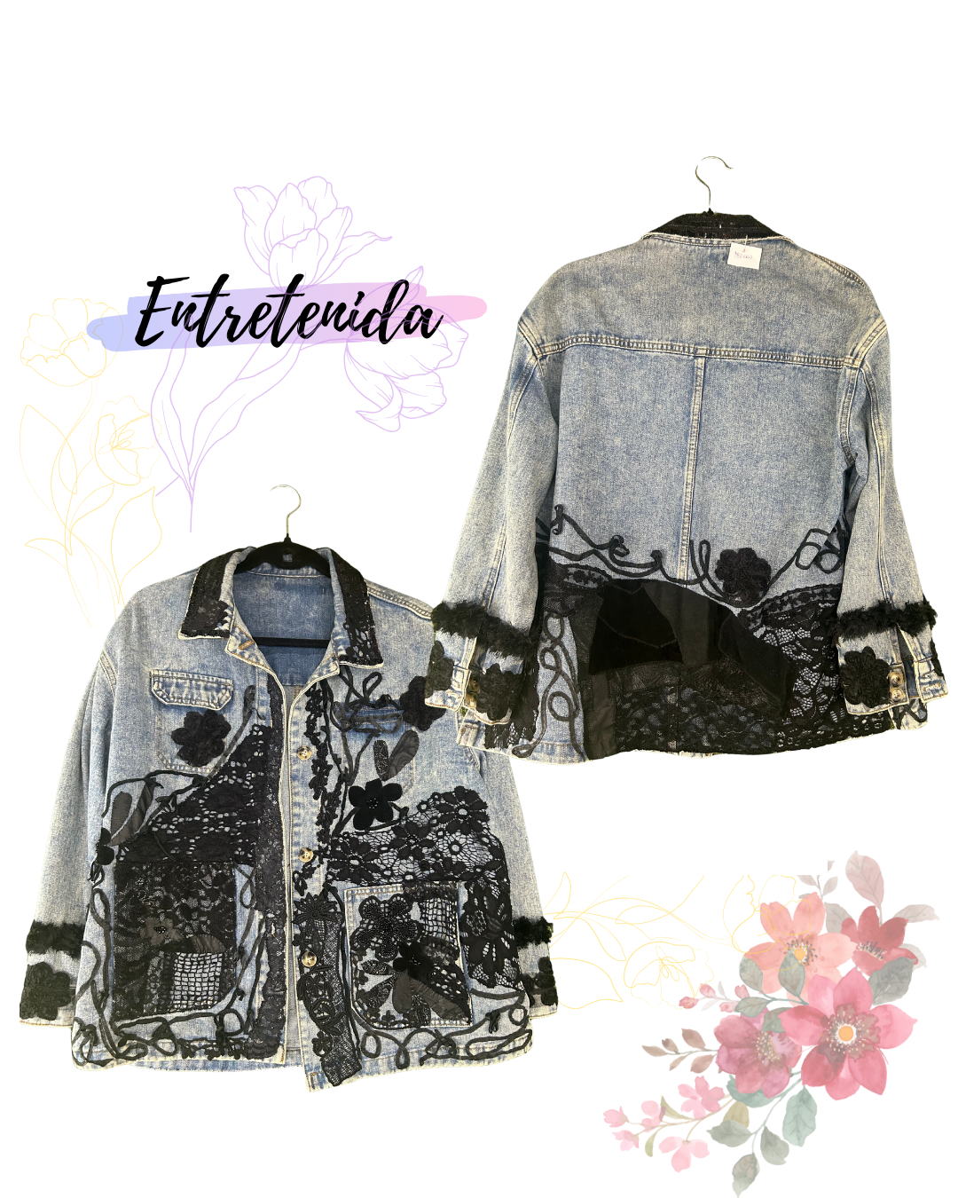 Chaqueta jeans gamuza negra