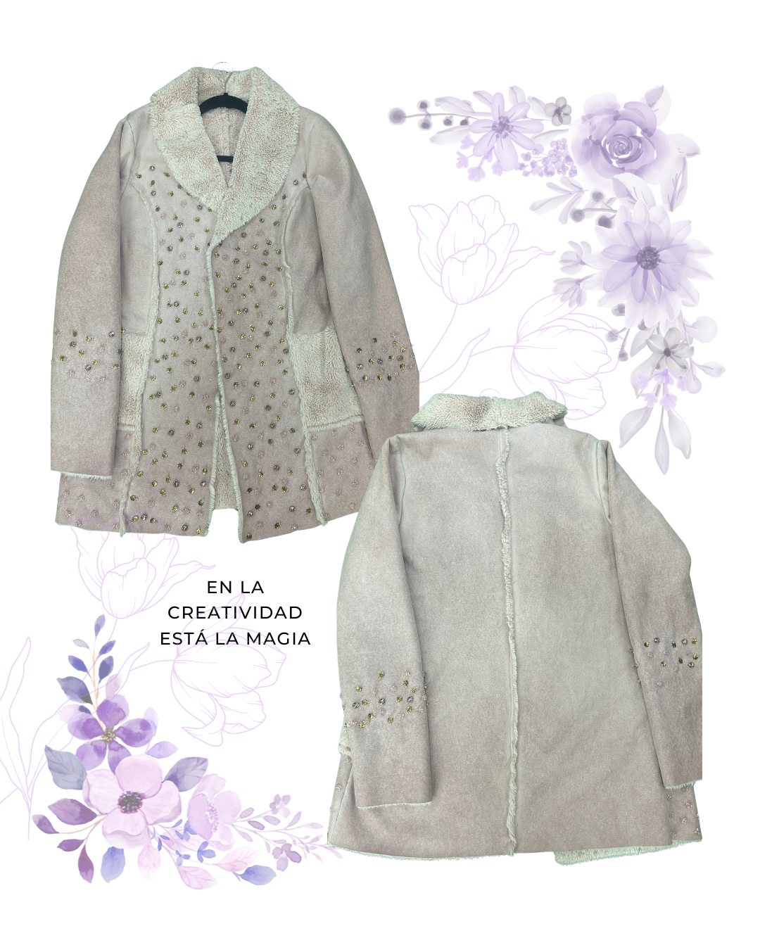 Gamulán Palo Rosa – Bordados con Tachas y Strass Rosados