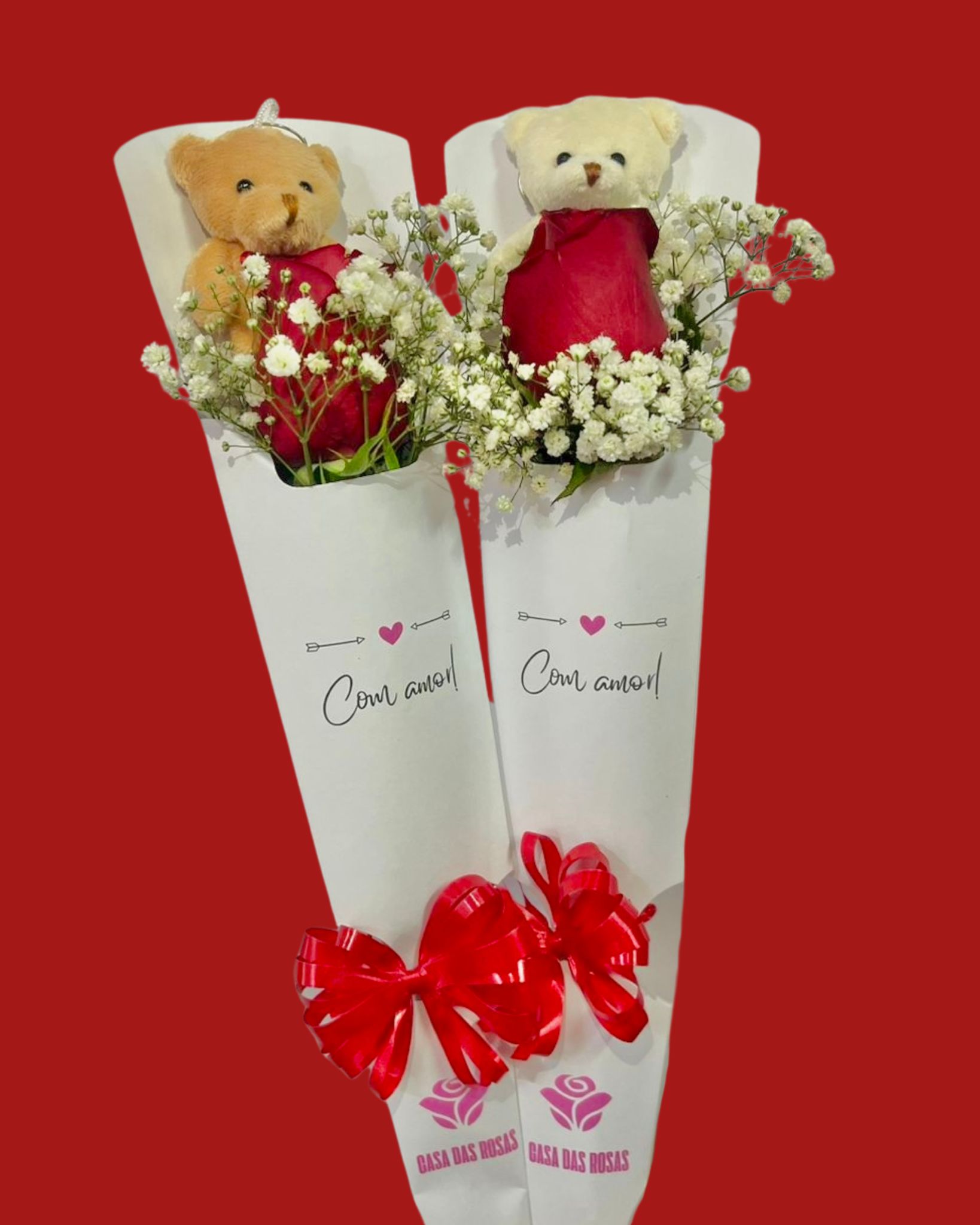 Rosa Vermelha e Urso Chaveirinho