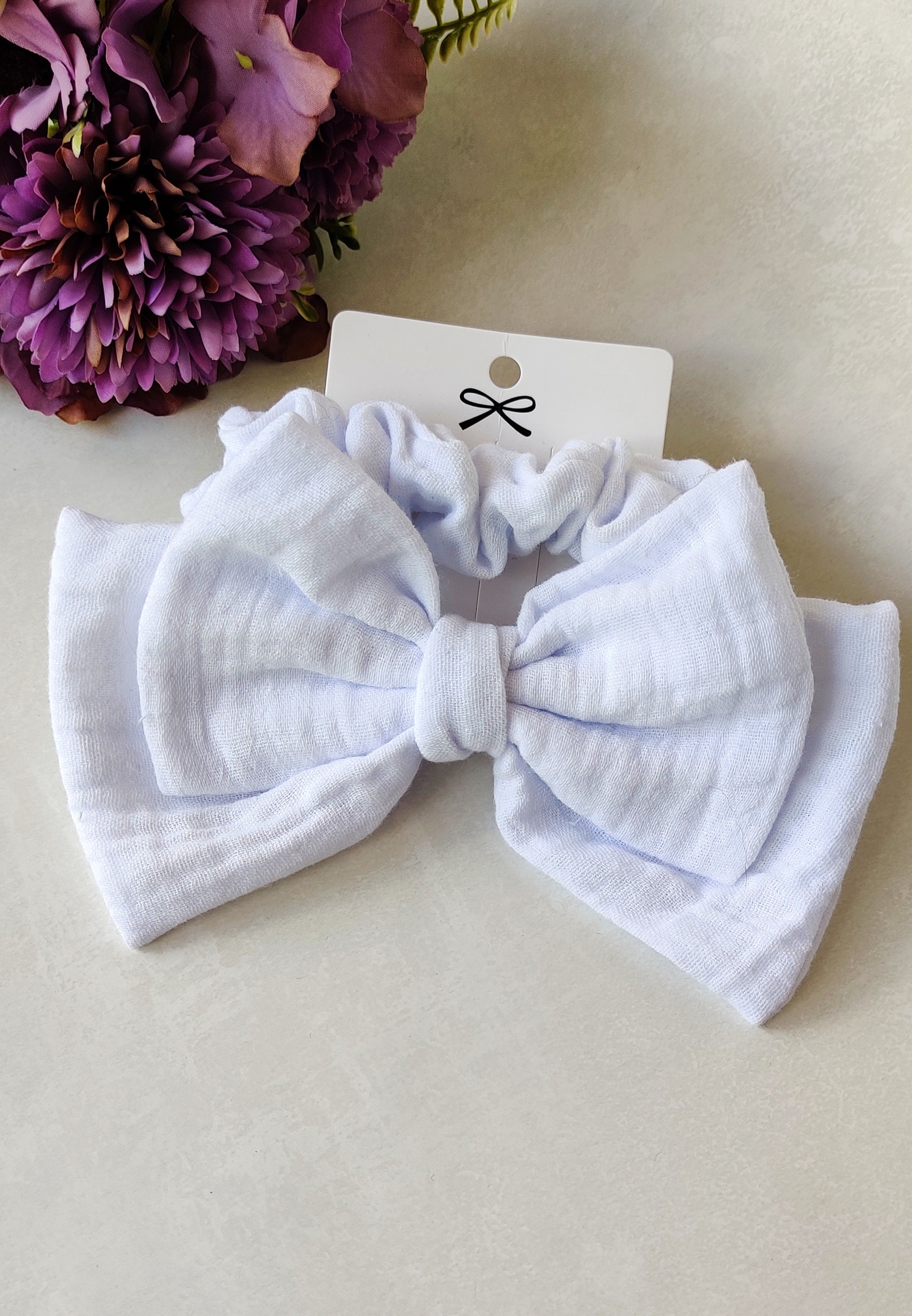 Sett: Hårstrikker i bomull og sløyfespenn