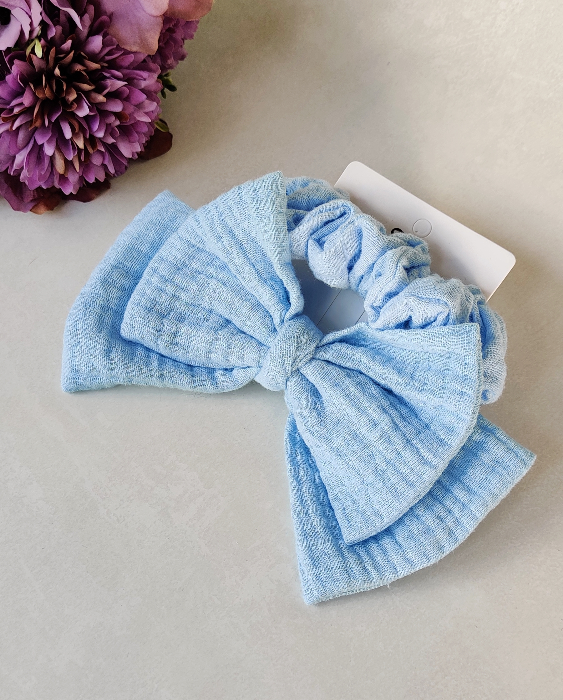 Sett: Hårstrikker i bomull og sløyfespenn