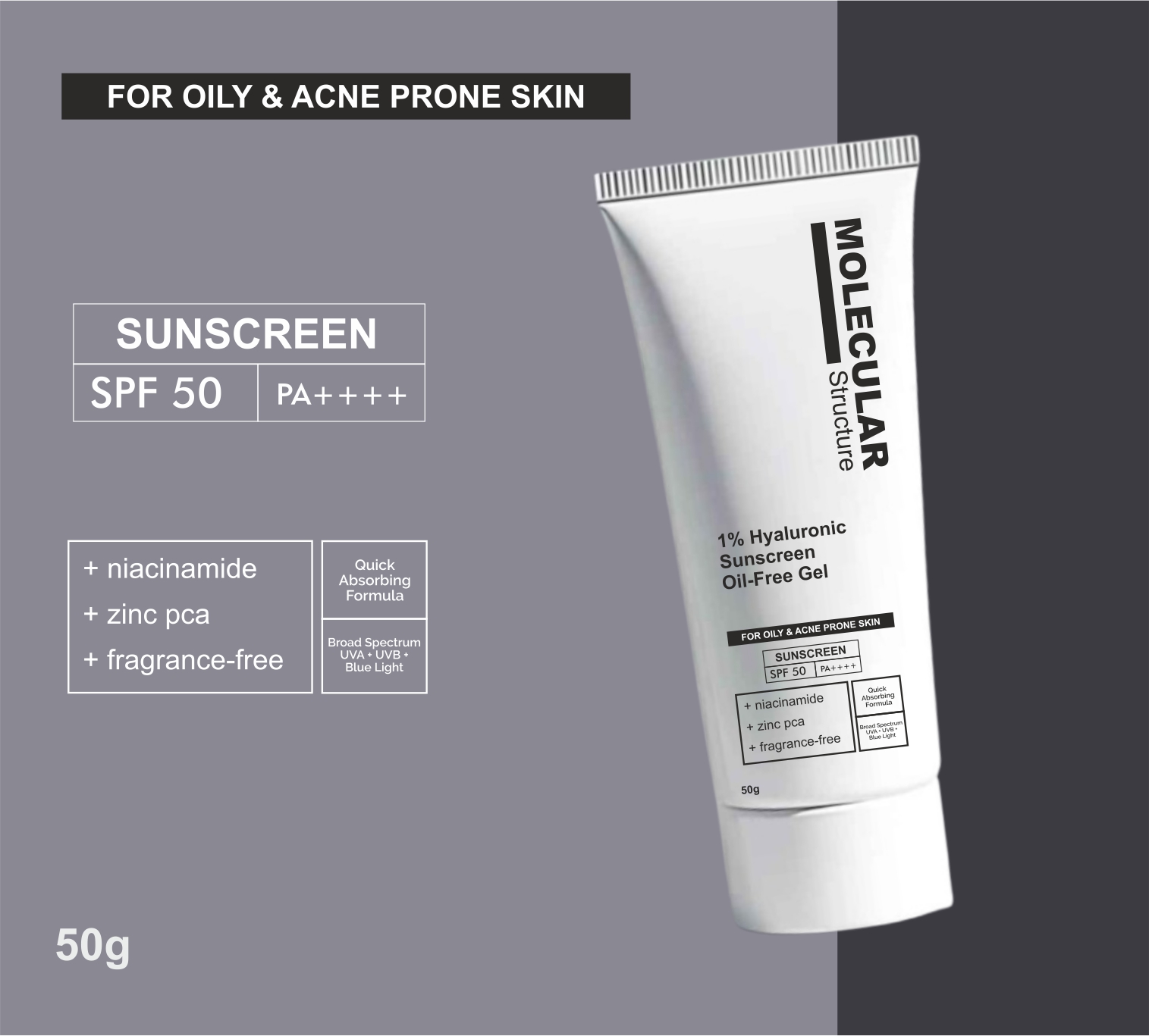 Molecular Structure 1% Hyaluronic Sunscreen Oil-Free Gel 50g