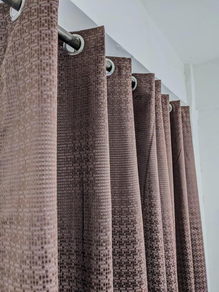 1 Piece Brown Plain Dabbi Jacquard Curtain