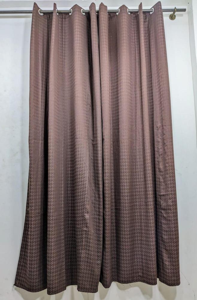1 Piece Brown Plain Dabbi Jacquard Curtain