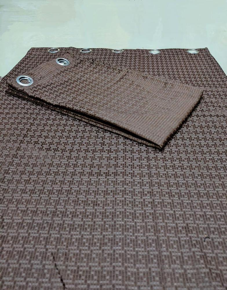 1 Piece Brown Plain Dabbi Jacquard Curtain