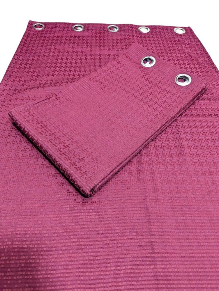 1 Piece Red Plain Dabbi Jacquard Curtain