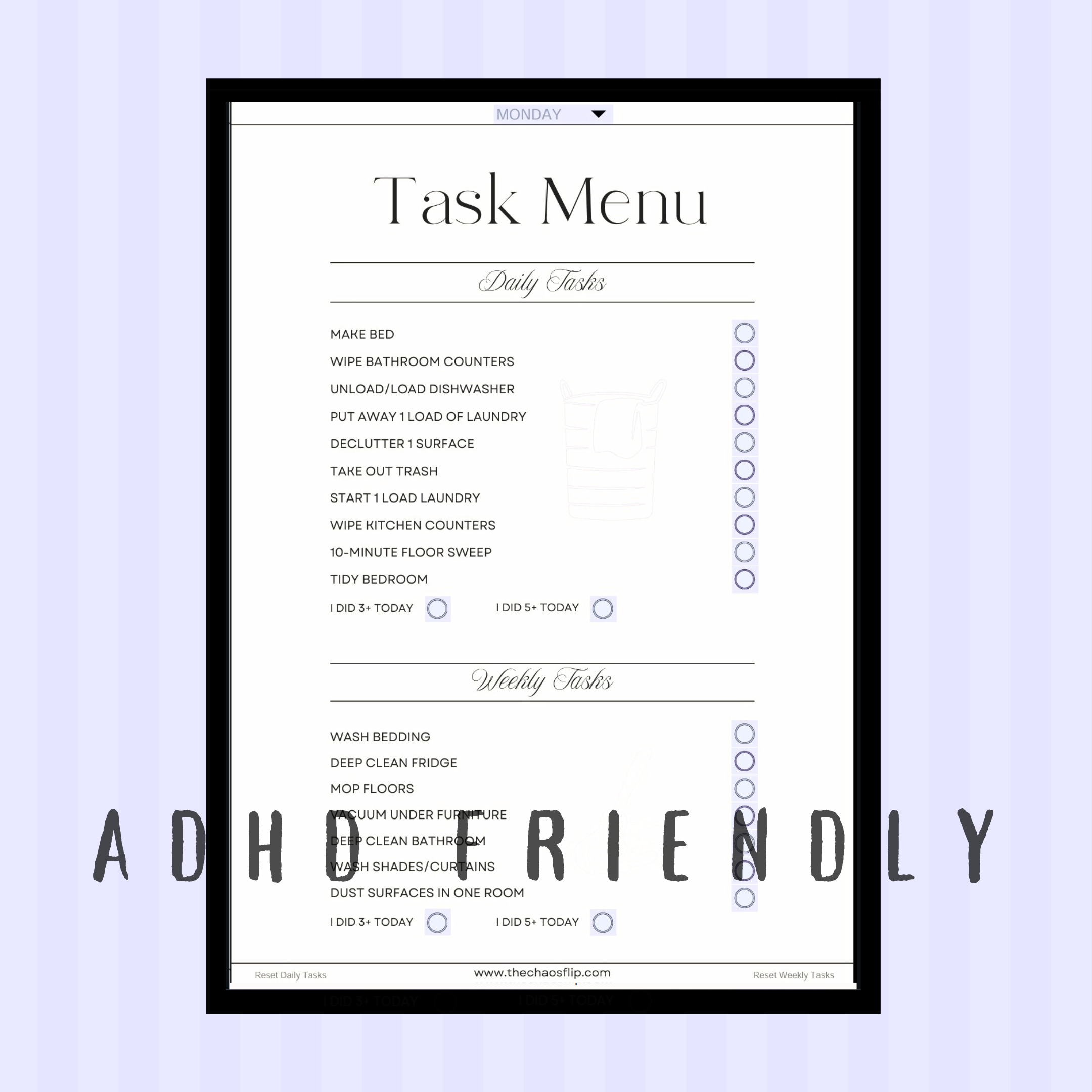 The Chaos Flip: Menu-Style Cleaning Checklist