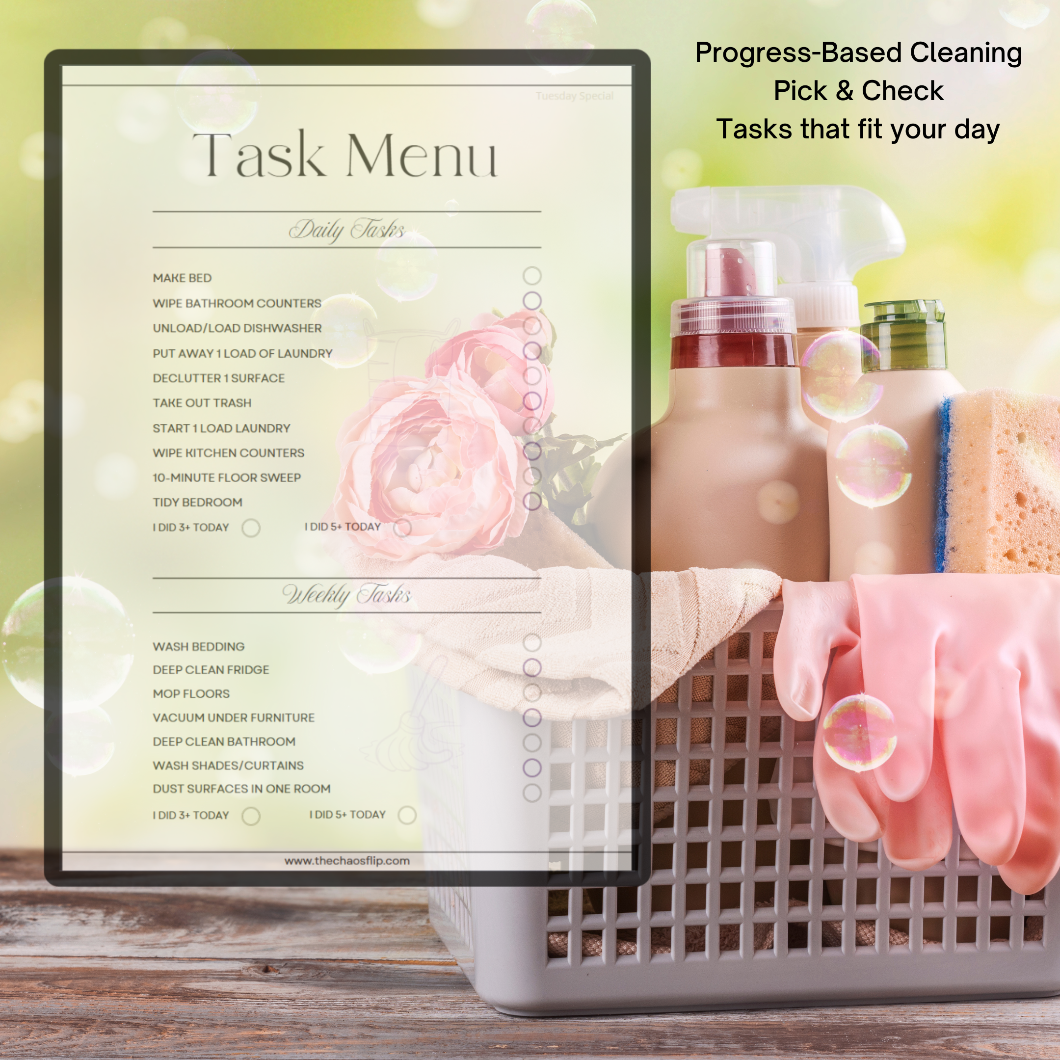 The Chaos Flip: Menu-Style Cleaning Checklist